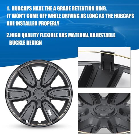 أغطية إطارات عالمية مقاس 15 بوصة من WOLFSTORM، أغطية حافة عجلة R15 ABS، غطاء غطاء محور خارجي بديل لغطاء الإطارات التلقائي - مجموعة من 4 قطع (فضي وأسود) in Kuwait