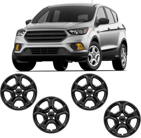 17-inch Hubcaps Compatible with Ford Escape 2013-2025; Wheel Covers; Set of 4 pcs (Glossy Black) in Saudi Arabia