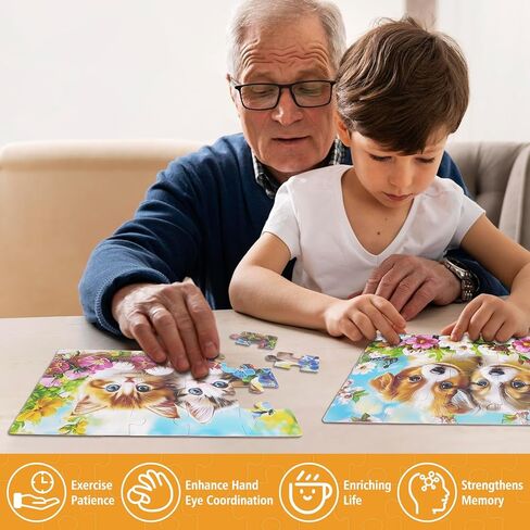 6 Packs 20 Large Piece Puzzles for Seniors with Dementia│Alzheimer’s Puzzles Memory Cognitive Games Easy Jigsaw Puzzles for Elderly Seniors with 6 Storage Bags(Animal) in Saudi Arabia