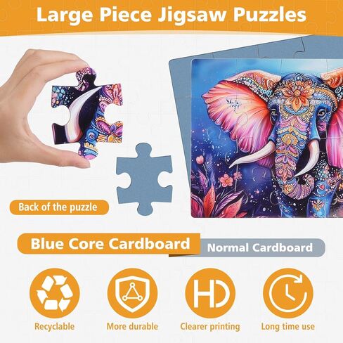 6 Packs 20 Large Piece Puzzles for Seniors with Dementia│Alzheimer’s Puzzles Memory Cognitive Games Easy Jigsaw Puzzles for Elderly Seniors with 6 Storage Bags(Animal) in Saudi Arabia