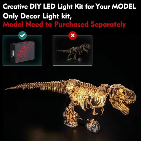طقم إضاءة متوافق مع أحافير الديناصورات Lego 76968: Tyrannosaurus rex - لا يوجد نموذج فقط، ملحقات إضاءة LED متوافقة مع Lego Dinosaur Fossil 76968 (الإصدار القياسي) in Kuwait