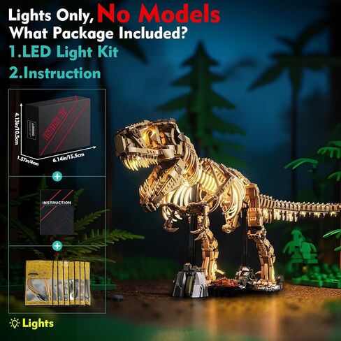 طقم إضاءة متوافق مع أحافير الديناصورات Lego 76968: Tyrannosaurus rex - لا يوجد نموذج فقط، ملحقات إضاءة LED متوافقة مع Lego Dinosaur Fossil 76968 (الإصدار القياسي) in Kuwait