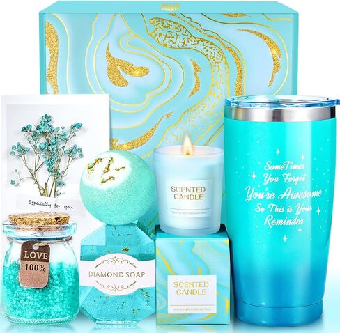 ANLEMIN Birthday Gifts for Women, Mothers Day Gifts for Mom, Wife, Relaxation Self Care Mothers Day Gift Basket Set with Luxurious Flannel Blanket, Get Well Gifts for Women, Gifts for Her in Saudi Arabia