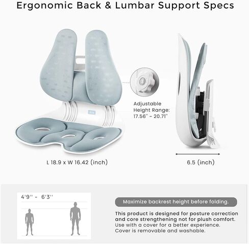 ZZWS Foldable Ergonomic Back and Lumbar Support with Adjustable Inflatable Lumbar Cushion for Good Posture Correction and Back Pain Relief, Perfect for Office, Floor Seat and Work from Home in Saudi Arabia