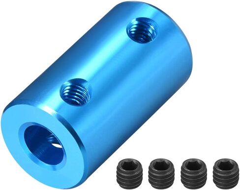 uxcell 1/4 inch to 10mm Bore Rigid Coupling Set Screw L25XD16 Aluminum Alloy,Shaft Coupler Connector,Motor Accessories,Blue in Kuwait