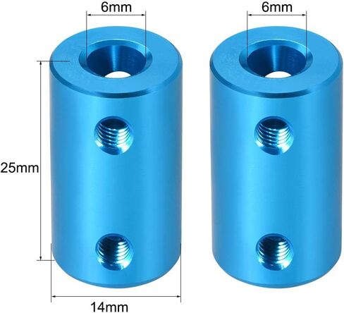 uxcell 1/4 inch to 10mm Bore Rigid Coupling Set Screw L25XD16 Aluminum Alloy,Shaft Coupler Connector,Motor Accessories,Blue in Kuwait