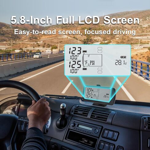 نظام مراقبة ضغط الإطارات من بروماتا RV (0-203PSI)، شاشة 5.8 بوصة مع مسافة نقل 98 قدمًا، TPMS للمقطورة مع 10 أجهزة استشعار، مراقب ضغط الإطارات للسفر RV Camper Trailer Motorhome Coach in Kuwait