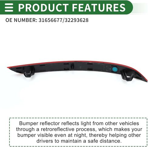 Motoforti Bumper Reflector Bumper Reflector Side Marker for Volvo XC60 2018-2021 Plastic No.31656677/32293628 Red Durable in Saudi Arabia