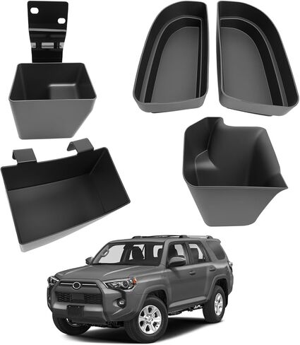 منظم صندوق السيارة يناسب 2010-2024 Toyota 4Runner 5 مقاعد الصف الثاني صندوق تخزين صندوق السيارة بدون مثقاب متوافق مع ملحقات 4Runner (مغاير + مخفي + معلق + زوج، 5 قطع) in Kuwait