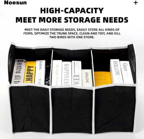 Noesun Foldable Car Trunk Organizer, Large-Capacity Storage Box with Reinforced Handles, Multi-Compartment Collapsible Organizer for SUV, Sedan, and Home Use in Saudi Arabia