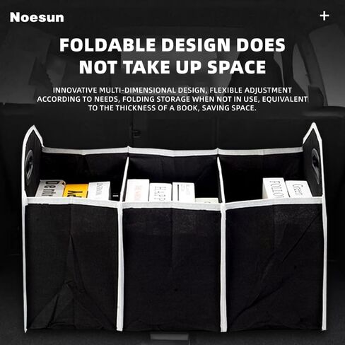 Noesun Foldable Car Trunk Organizer, Large-Capacity Storage Box with Reinforced Handles, Multi-Compartment Collapsible Organizer for SUV, Sedan, and Home Use in Saudi Arabia