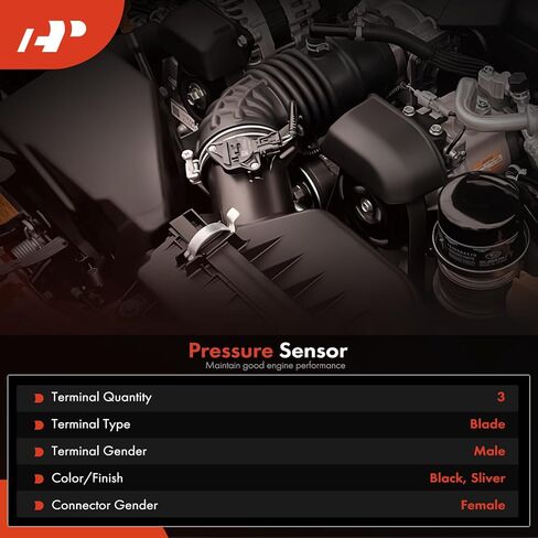 A-Premium Fuel Rail Pressure Sensor [3 Blades] Compatible with Dodge Ram 2500, Ram 3500, 2003 2004 2005 2006 2007, 5.9L in Saudi Arabia
