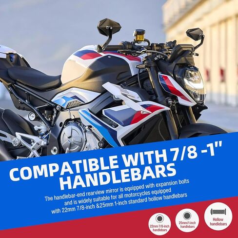 DREAMIZER Motorcycle Bar End Mirrors Black CNC Bar End Mirrors for Motorcycles Compatible with Honda Kawasaki Suzuki Scooter and More (Blue Glass Lens) in Saudi Arabia