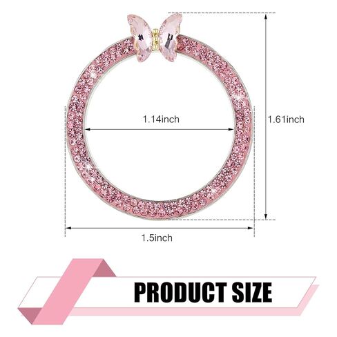 Bling Push Start Button Cover, Sparkling Butterfly Car Engine Start Stop Decorative Ring, Key Ignition Knob Decoration with Rhinestones, Car Push to Start Button Accessories for Women (Pink) in Saudi Arabia