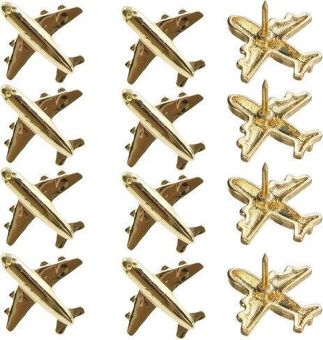 12 Pcs Small Metal Airplane Push Pins,Gold Aircraft Pushpin,Decorative Push Pins for Wall Hanging,Thumb Tacks for Bulletin Cork Board Office School Supplies,Fun Shaped Thumbtacks for DIY/Home/Office in Saudi Arabia