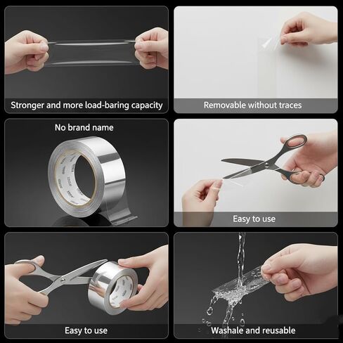 Ultra Strong 393.7-Inch Nano Double-Sided Tape | Thick Transparent No-Residue | Suitable for Plastic, Wood, Glass, Stone, and Metal, Made of PE Material and Acrylic in Saudi Arabia