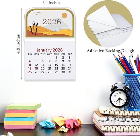Mini Stick on Calendars 2026 Small Calendars Peel and Stick Calendar Adhesive Monthly Wall Calendars for Car Desk Wall Auto Truck Laptop Fridge Home Office School (2Pack) in Saudi Arabia