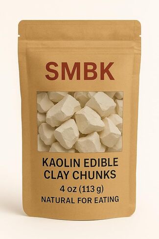 قطع طين الكاولين الصالحة للأكل من SMBK - طين أبيض طبيعي 100% صالح للأكل للأكل، ملمس مقرمش، طين غير سام، 4 أونصة (113 جم) in Saudi Arabia