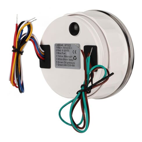 5in1 Multifunction Gauge 85mm, Stainless Steel Frame, Anti Fog Glass, DC 9 32V Power, Monitoring Oil Level, Oil Pressure, Water Temp, Voltage (White °F/PSI) in Saudi Arabia