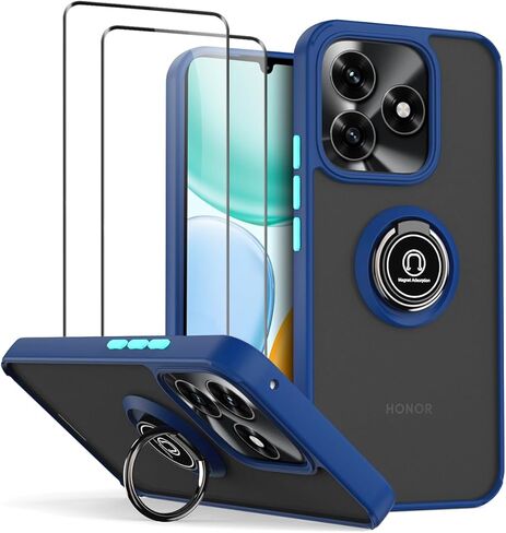 QUIETIP Case Compatible with Honor X5 Plus with Screen Protector,TPU + Hard PC Shockproof Magnetic Ring Car Mount Stand Cover,Blue in Saudi Arabia