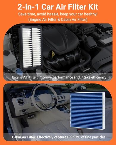 Engine & Cabin Air Filter Kit with Activated Carbon, Fit for 2022-25 Tucson/Santa Cruz, 2021-25 Santa Fe, 2020-25 Sonata, 2021-25 K5/Sorento, 2023-25 Sportage, 28113L1000, 97133L1000, CF12820, CA12816 in Saudi Arabia