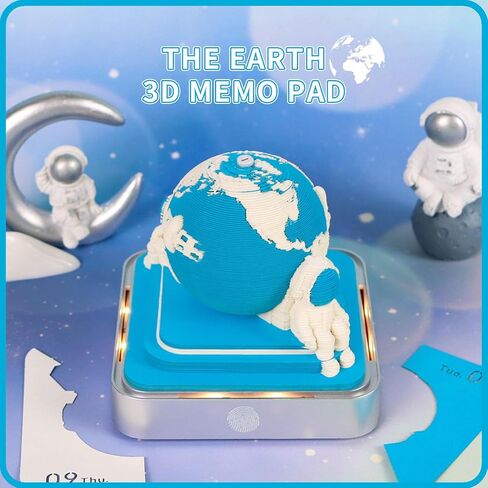 Time Piece Calendar 2026 3D Memo Pad Desk Calendar Tear Away Notepad with Lights DIY Art Carving Sticky Notes Artwork Gift for Thanksgiving Christmas Office Desktop Decoration-Blue Earth in Saudi Arabia