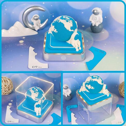 Time Piece Calendar 2026 3D Memo Pad Desk Calendar Tear Away Notepad with Lights DIY Art Carving Sticky Notes Artwork Gift for Thanksgiving Christmas Office Desktop Decoration-Blue Earth in Saudi Arabia