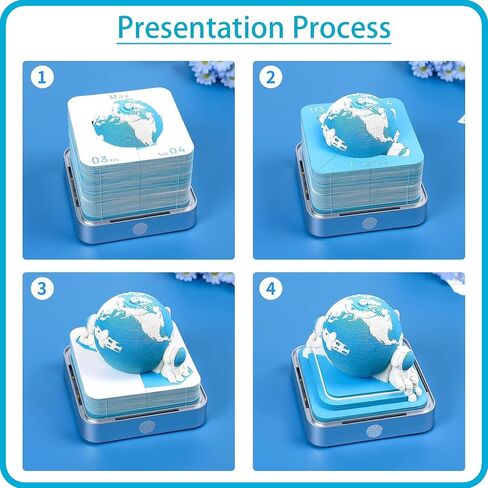 Time Piece Calendar 2026 3D Memo Pad Desk Calendar Tear Away Notepad with Lights DIY Art Carving Sticky Notes Artwork Gift for Thanksgiving Christmas Office Desktop Decoration-Blue Earth in Saudi Arabia