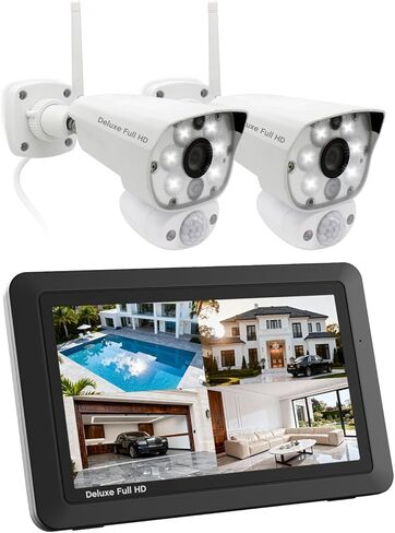 VS1002 Wireless Security Camera System with Light Camera and 7" Monitor, Two-Way Audio, Free APP, SD Card and Battery installed (720p HD camera) in Kuwait