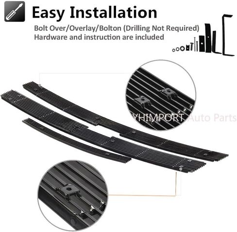 Solid Aluminum Billet Grille Insert Compatible with Chevy Silverado 2007-2010 2500HD/3500HD Chrome 3pcs in Saudi Arabia