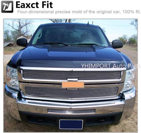 Solid Aluminum Billet Grille Insert Compatible with Chevy Silverado 2007-2010 2500HD/3500HD Chrome 3pcs in Saudi Arabia