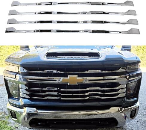 الكروم مصبغة تراكب الشواية 4 قطع متوافق مع 2024 2025 2026 تشيفي سيلفرادو 2500 3500 HD WT، LT، مخصص in Kuwait