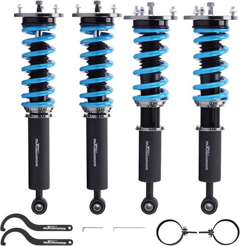 maxpeedingrods Coilover لسيارة Lexus LS400 (UCF20) 1995-2000، طقم تعليق كويلوفيرس قابل للتعديل بـ 24 مستوى، دعامات امتصاص الصدمات قابلة للتعديل لارتفاع الركوب، مجموعات خفض مطورة T6 باللون الأزرق in Kuwait