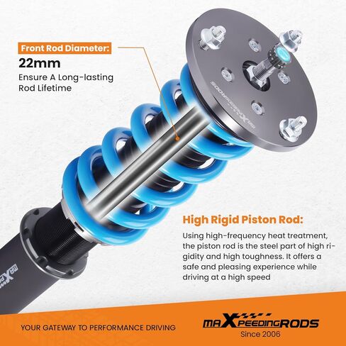 maxpeedingrods Coilover لسيارة Lexus LS400 (UCF20) 1995-2000، طقم تعليق كويلوفيرس قابل للتعديل بـ 24 مستوى، دعامات امتصاص الصدمات قابلة للتعديل لارتفاع الركوب، مجموعات خفض مطورة T6 باللون الأزرق in Kuwait