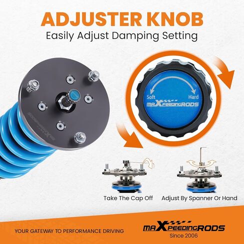 maxpeedingrods Coilover لسيارة Lexus LS400 (UCF20) 1995-2000، طقم تعليق كويلوفيرس قابل للتعديل بـ 24 مستوى، دعامات امتصاص الصدمات قابلة للتعديل لارتفاع الركوب، مجموعات خفض مطورة T6 باللون الأزرق in Kuwait