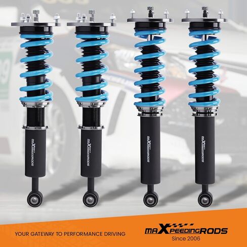 maxpeedingrods Coilover لسيارة Lexus LS400 (UCF20) 1995-2000، طقم تعليق كويلوفيرس قابل للتعديل بـ 24 مستوى، دعامات امتصاص الصدمات قابلة للتعديل لارتفاع الركوب، مجموعات خفض مطورة T6 باللون الأزرق in Kuwait