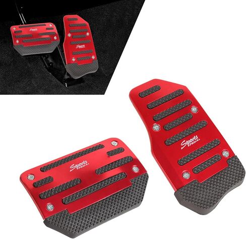 2 PCS Car Pedal Pads Set, Non-slip Accelerator Pedal Covers, Car Brake Pedal Protectors, Automatic Automobile Accessories, Universal for Most Cars, Trucks and Vans (Red) in Saudi Arabia