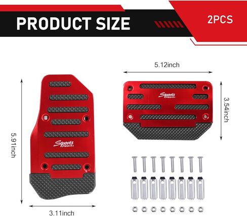 2 PCS Car Pedal Pads Set, Non-slip Accelerator Pedal Covers, Car Brake Pedal Protectors, Automatic Automobile Accessories, Universal for Most Cars, Trucks and Vans (Red) in Saudi Arabia