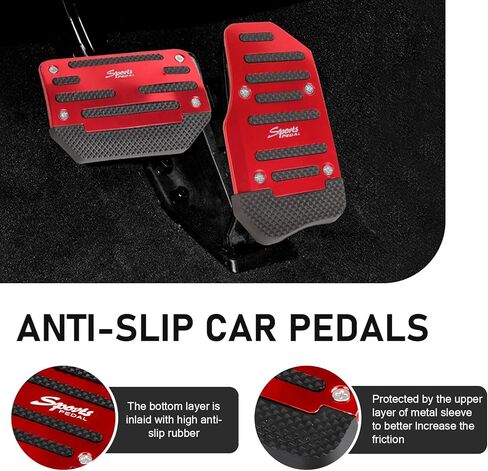 2 PCS Car Pedal Pads Set, Non-slip Accelerator Pedal Covers, Car Brake Pedal Protectors, Automatic Automobile Accessories, Universal for Most Cars, Trucks and Vans (Red) in Saudi Arabia