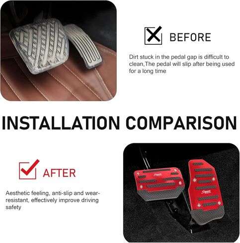 2 PCS Car Pedal Pads Set, Non-slip Accelerator Pedal Covers, Car Brake Pedal Protectors, Automatic Automobile Accessories, Universal for Most Cars, Trucks and Vans (Red) in Saudi Arabia