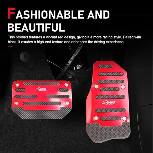 2 PCS Car Pedal Pads Set, Non-slip Accelerator Pedal Covers, Car Brake Pedal Protectors, Automatic Automobile Accessories, Universal for Most Cars, Trucks and Vans (Red) in Saudi Arabia