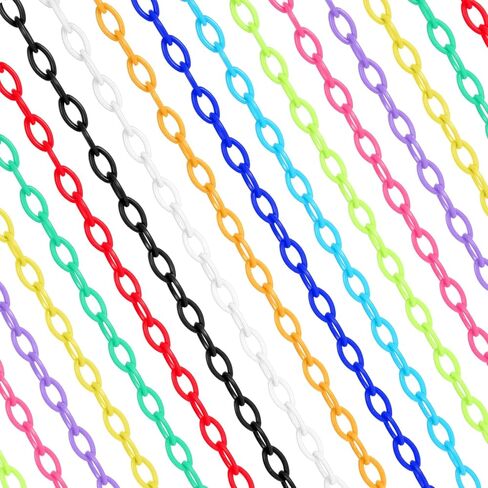 سلاسل مجوهرات بلاستيكية ملونة، 22 ضفيرة بيضاوية سريعة وصلات على شكل حرف C وخطافات سلسلة كبح مقاس 20 بوصة حلقات ربط سلسلة متقاطعة للنظارات ومحفظة وقلادة وأقراط وصناعة المجوهرات in Saudi Arabia