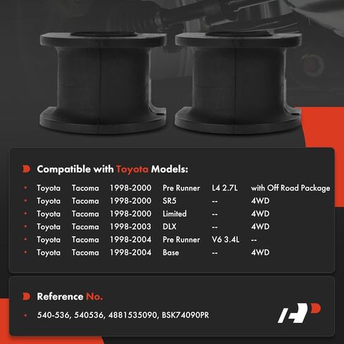 A-Premium 2 × مجموعة جلبة قضيب Sway من الأمام إلى الإطار، متوافقة مع Toyota Tacoma 1998-2004، شريط قطره 27 مم in Saudi Arabia
