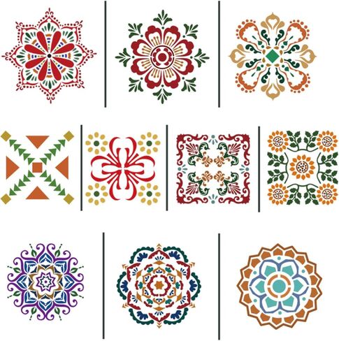 10 قطعة ماندالا اللوحة استنسل الفن الإستنسل لوحة يدوية قوالب ديكور المنزل لوازم فتح إبداعك 4 "x 4" BLC18-01 in Saudi Arabia