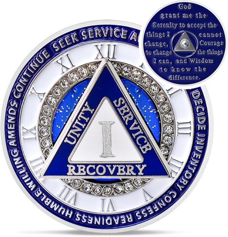 Unique Sparkly Diamond Sobriety Coin - 12 Steps Spin Triangle AA Coins - Clockwork Addiction Recovery AA Chips and Medallions - Celebrate 1-65 Prime Clean Alcoholics Anonymous Gifts for Men Women in Saudi Arabia