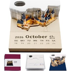 3D Calendar 2026, Pen Holder Tree House, Detachable Calendar 2026, DIY Desktop Decoration,3D Notepad, (castle) in Saudi Arabia