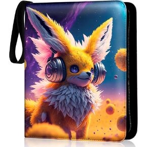 Trading Card Binder,9 Pocket Slots For Cards, Double Sided Sheet, Anti-Slip Pockets, Card Binder For Collectibles, Card Holder with Zipper, Fits Standard Size Cards,Creature Designed Purple and Yellow in Saudi Arabia