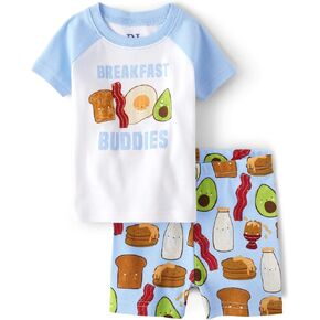 The Children's Place Baby Boy's and Toddler Sleeve Top and Shorts Snug Fit 100% Cotton 2 Piece Pajama Set, Firetruck Hero in Kuwait