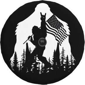 Camping American Flag Spare Tire Cover with Backup Camera Hole Leather Wheel Cover for Wrangler JL, Sport & Sahara (2018-2025) in Saudi Arabia