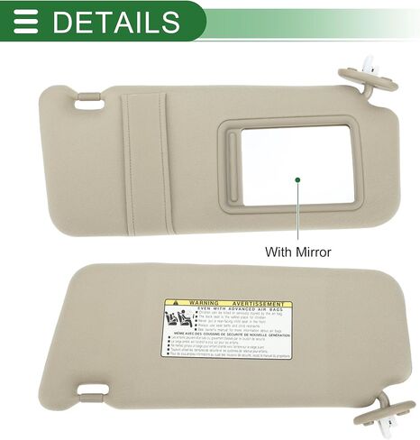Motoforti Right Passenger Side Car Sun Visor Sun Visor Assembly for Toyota Venza 2010-2015 No.74310-0T022-A1 Plastic Glass Fabric Beige Block Sunlight in Saudi Arabia